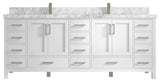 Malibu 84 Double Sink Bath Vanity in White  2" Carrara Marble