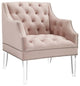 Proverbial Tufted Button Accent Performance Velvet Armchair Pink