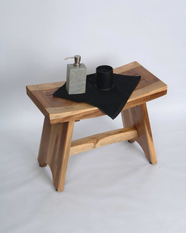 EcoDecors EarthyTeak Serenity Style Shower Bench, 24", Without Shelf