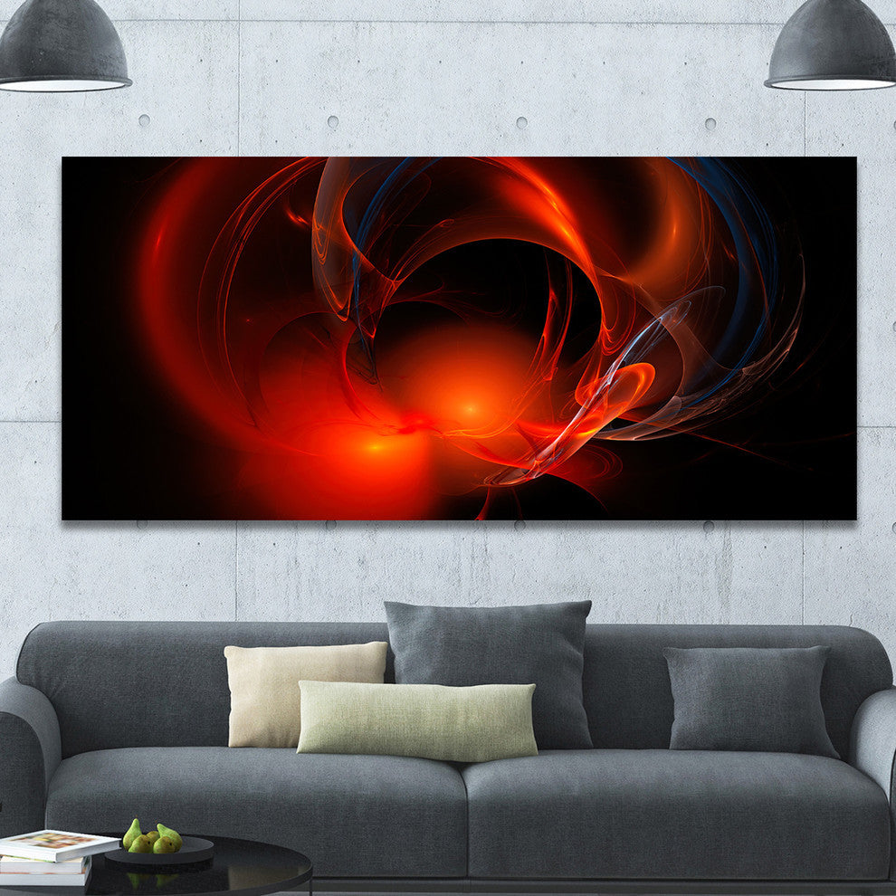 Red Galactic Nebula on Black, Oversized Abstract Canvas Art Print, 60x28