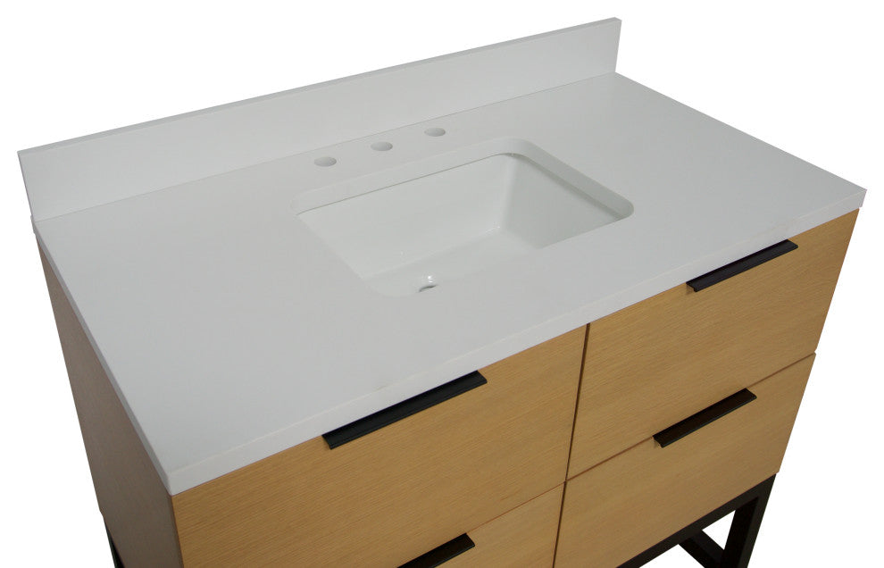 Mia 42" Bathroom Vanity, Blonde, Matte White