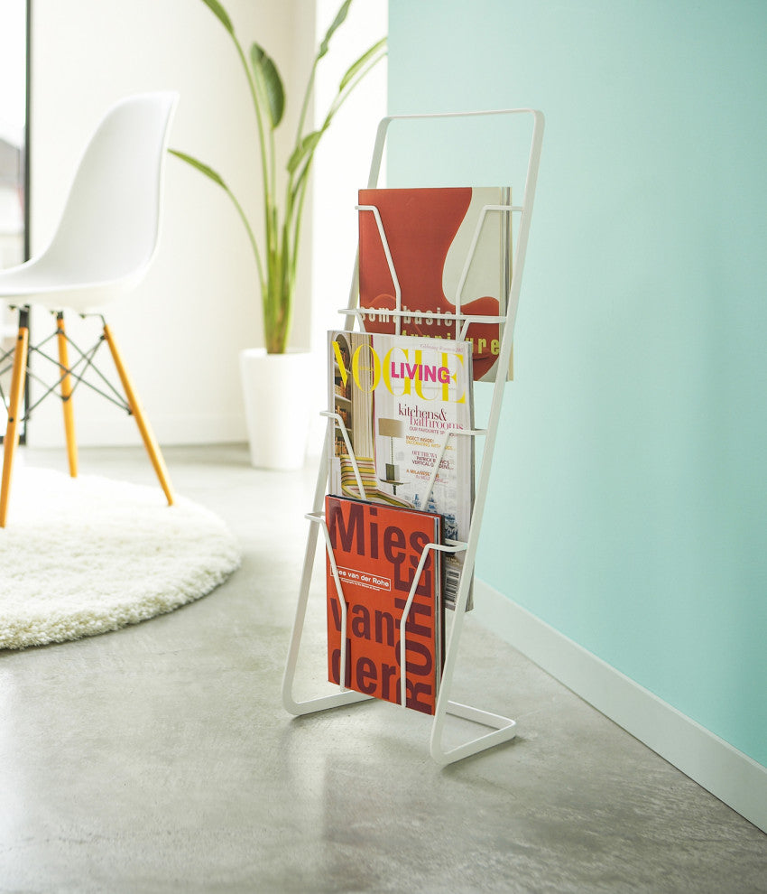 Tower Magazine Rack, White