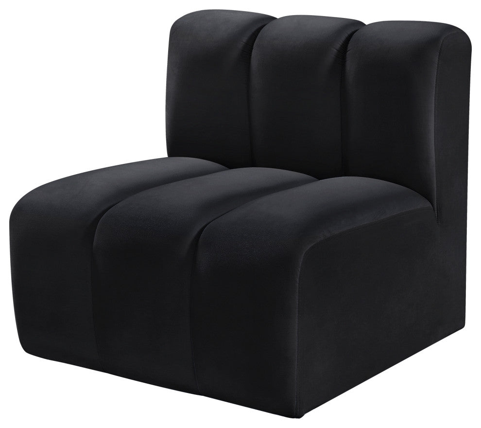 Arc Upholstered Modular Component, Black, 1-Piece: Straight Chair, Velvet