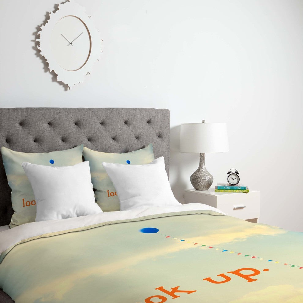 Deny Designs The Light Fantastic Look Up In Orange Duvet Cover - Lightweight