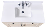 Andalo Engineered Stone Vanity Top, Snow White With White Sink, 43"