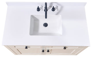 Andalo Engineered Stone Vanity Top, Snow White With White Sink, 43"
