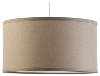 Messina 1-Light Drum Pendant Lamp With Chrome Canopy, Natural Linen