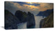 "Dark Rocky Panorama Coastline" Seashore Canvas Art, 40"x20"