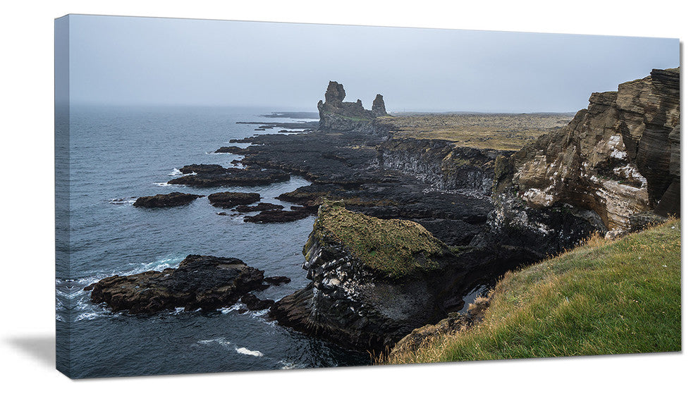 Rocky and Scenic Iceland Beach, Landscape Canvas Art Print, 32"x16"
