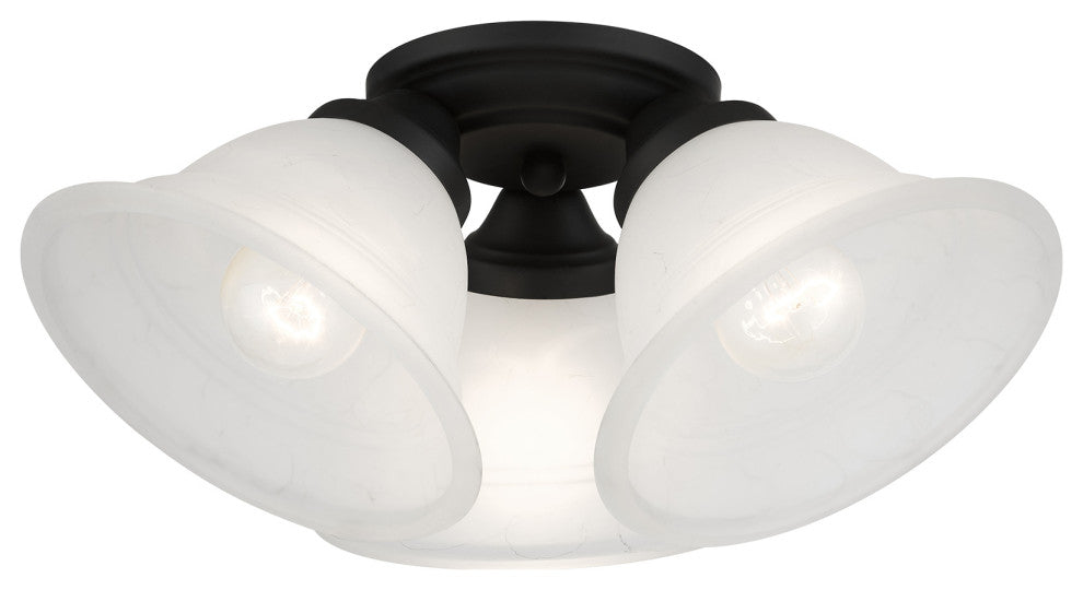 Livex Lighting Wynnewood 3-Light Black Flush Mount
