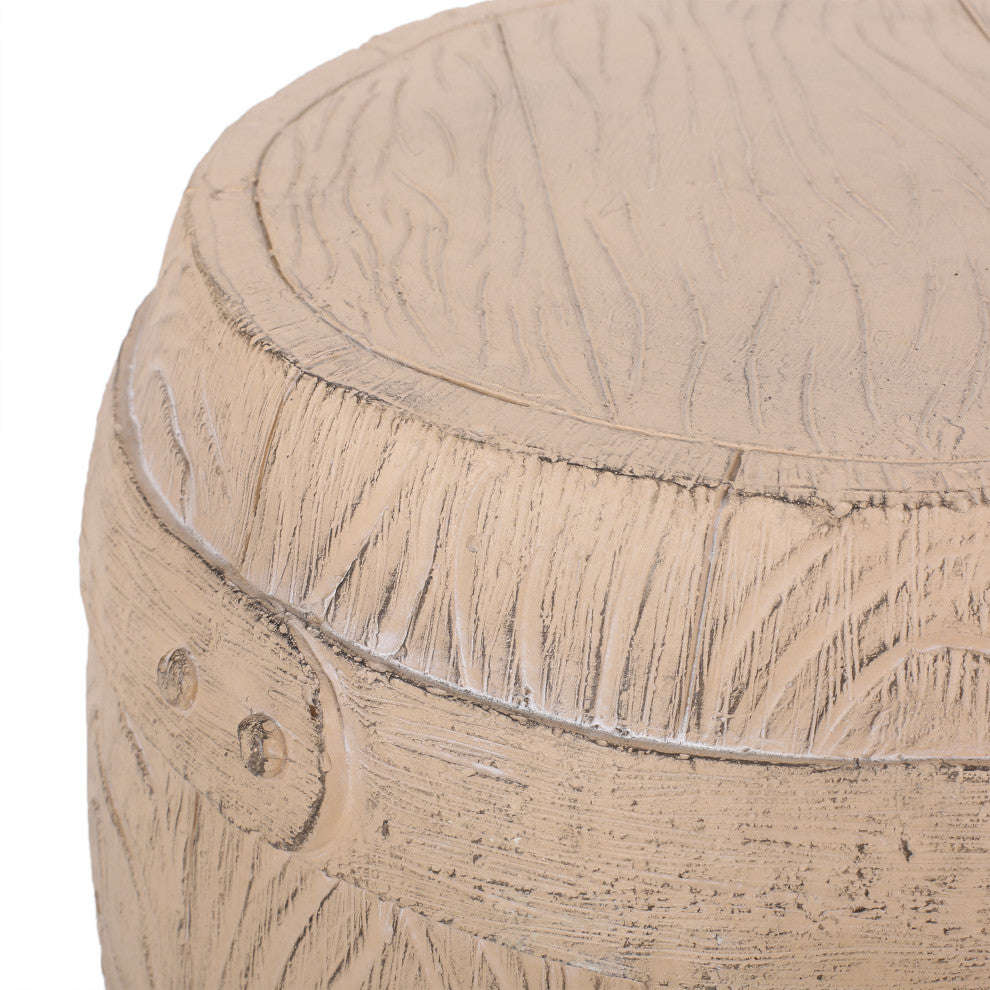 Durette Outdoor Lightweight Concrete Side Table, Natural Wood