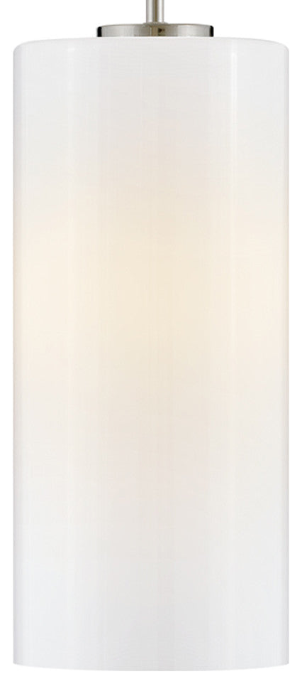 Lark Lane 7" Single Cylindrical Pendant, Polished Nickel + Cased Opal Glass
