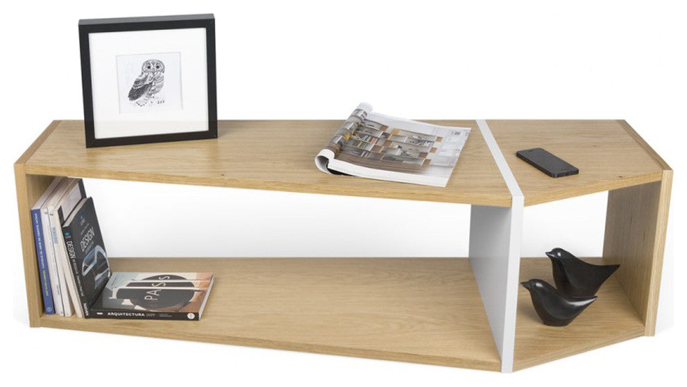 Blanston Modern Modular Stackable Shelf, Oak/ White