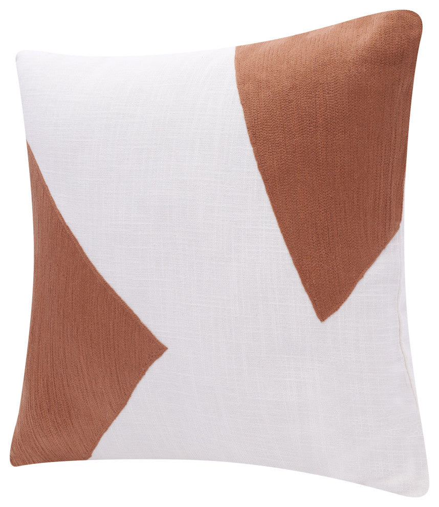 Stacy Garcia Colorblock Handmade Throw Pillow, Adobe/Ivory, 20"x20"