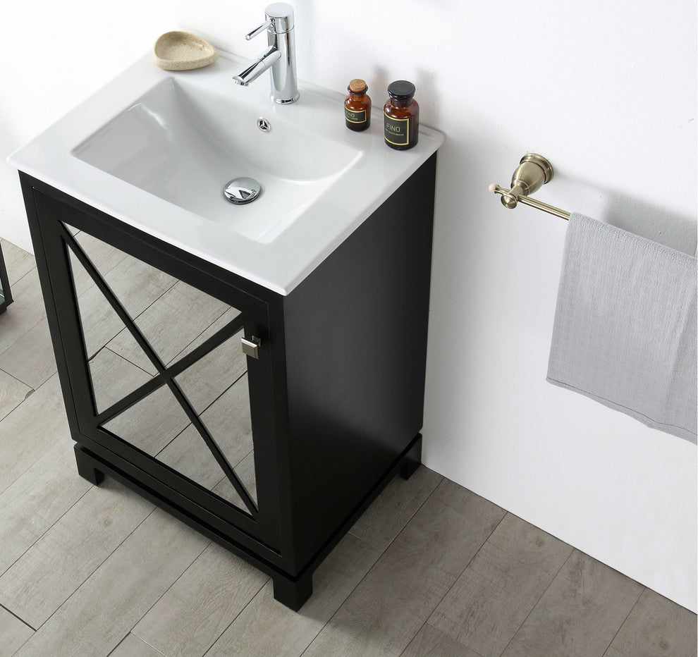 24" Wood Sink Vanity With Ceramic Top-No Faucet