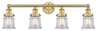 Canton 4-Light 32" Bath Vanity Light, Brushed Brass Finish, Clear Shade