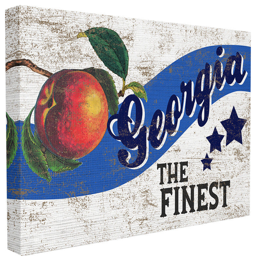 Rustic Americana Star Fruit Crate Finest Peaches Georgia State Canvas, 24"x30"