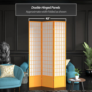 7' Tall Window Pane Shoji Screen, Honey, 3 Panels