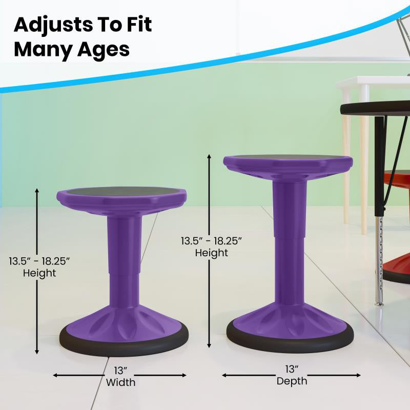 Carter Adjustable Height Kids Flexible Stool 14" 18" Seat Height, Purple