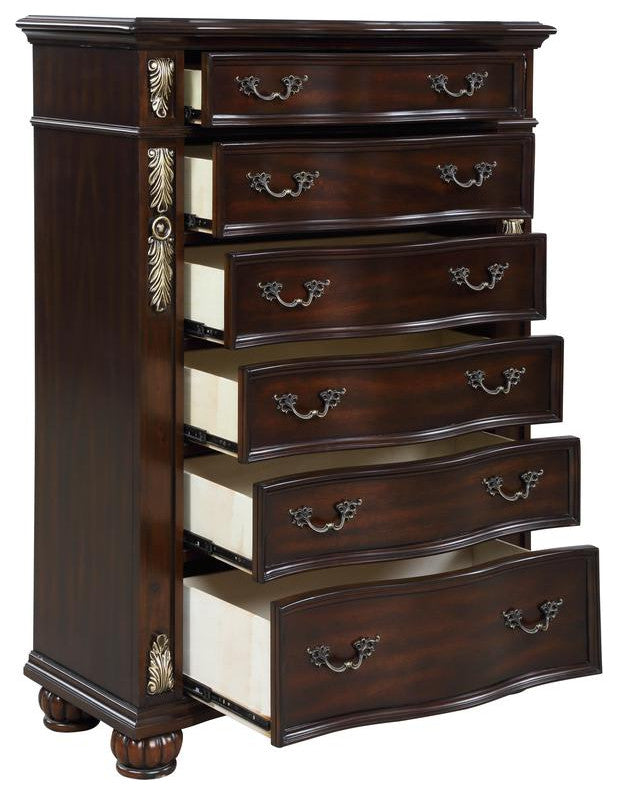 Furniture Maximus Solid Wood 6-Drawer Chest in Madeira