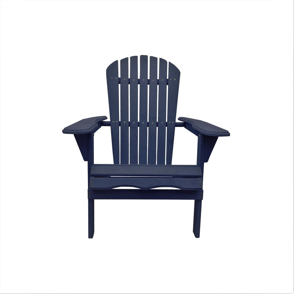 Villartet Solid Wood Classic Adirondack Outdoor Folding Chair Navy Blue