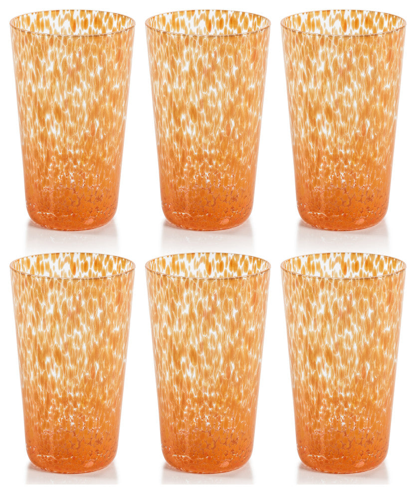 Willa Speckled Highball Glasses, Set of 6, Orange