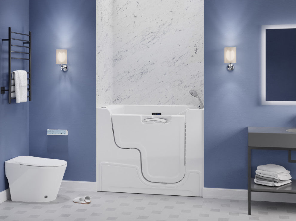 Left Drain Fully Loaded Walk-in Bathtub With Air and Water Jets, 2953 Right Drain Wheelchair