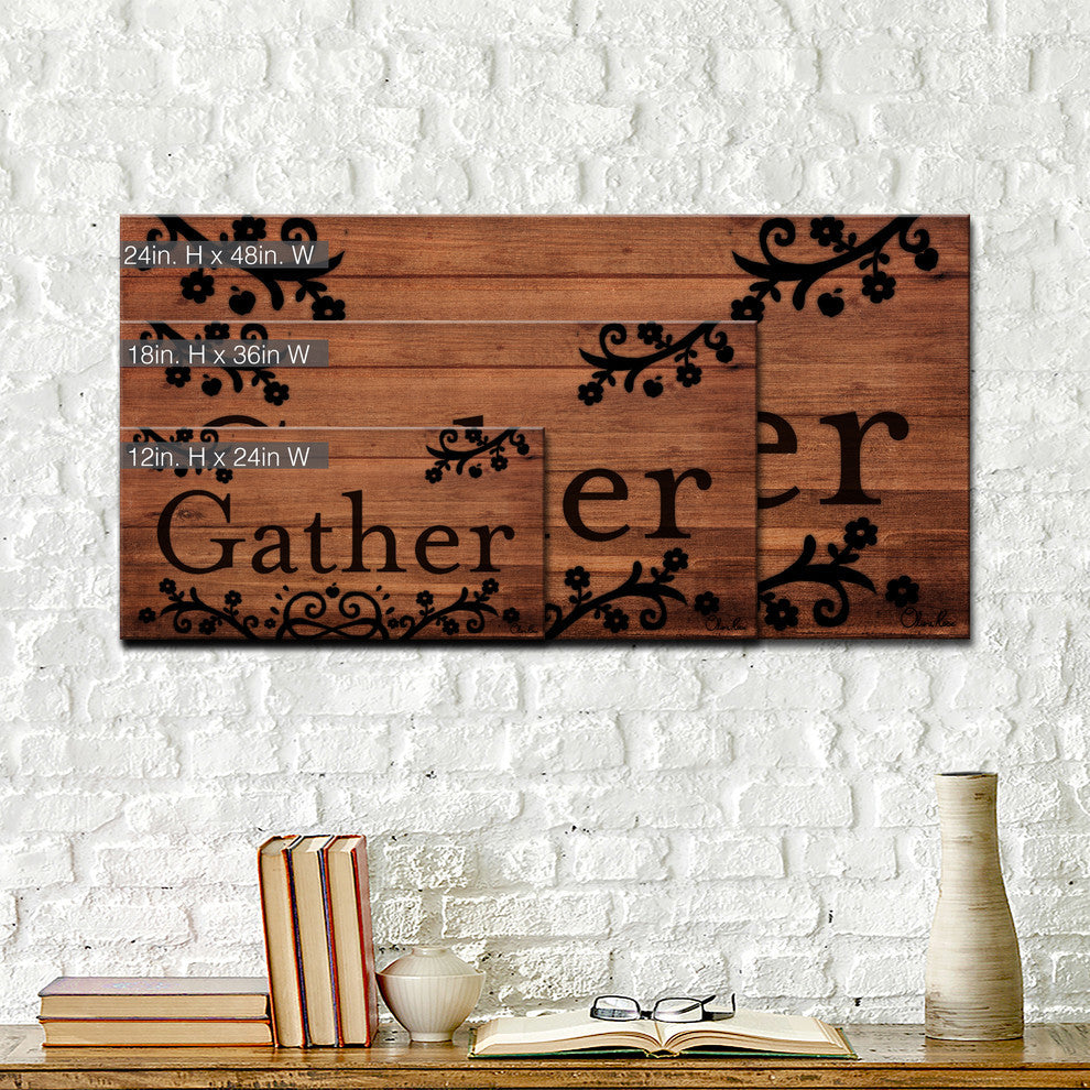 Ready2HangArt Farmhouse ''Gather'' Wrapped Canvas Textual Wall Art, 24"x12"