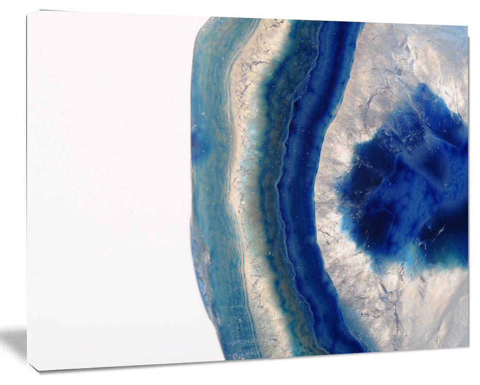 Macro of Blue Agate Stone, Abstract Canvas Wall Art Print, 60"x28"