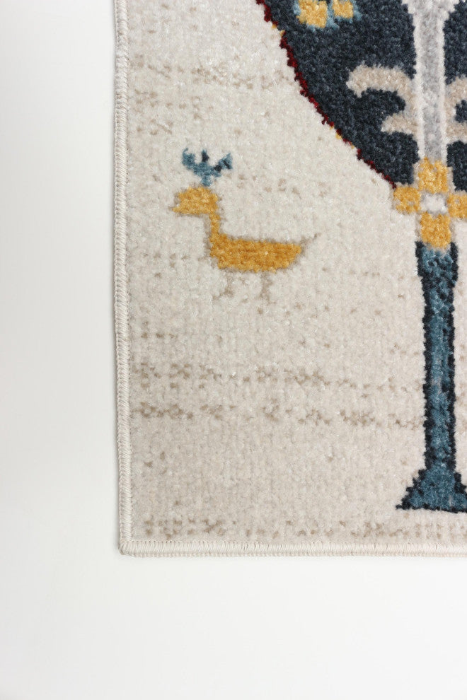 Aqua Pine Area Rug, Ivory, 6'x9'