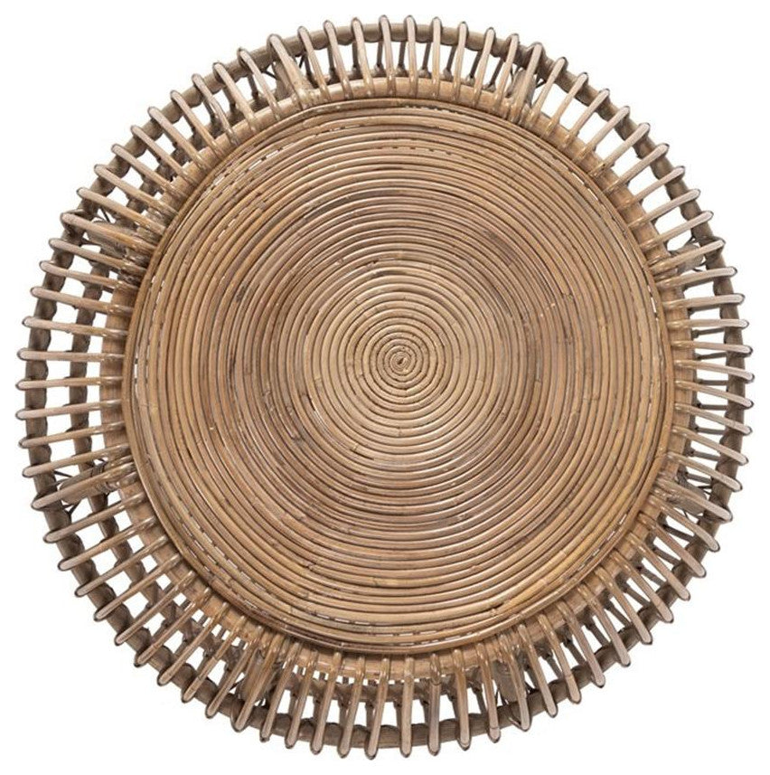 Trent Home Round Modern Wicker / Rattan Subalio Coffee Table in Espresso