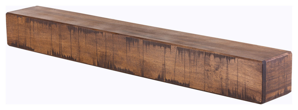 Rustic Fireplace Mantel Shelf, Aged Oak, 72"