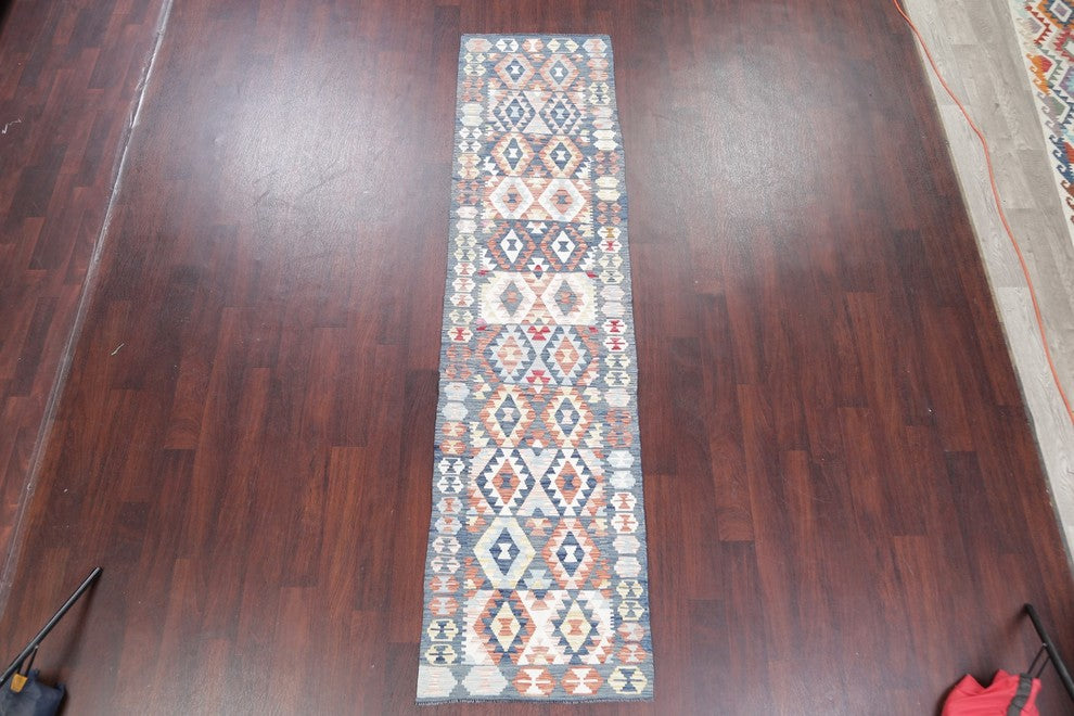 Turkish Flat-Woven Runner Southwestern Kilim 9' Oriental Rug, 9'5"X2'5"
