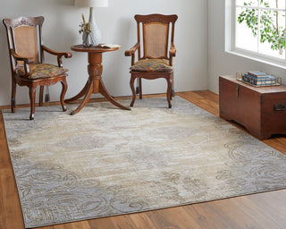 Neoma Traditional Medallion, Silver/Tan/Gray, 7'9"x10' Area Rug