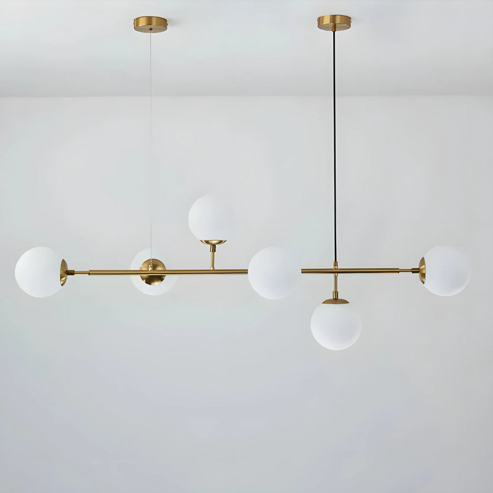 Igliano | Creative LED Pendant Light in the Shape of Glass Ball for Dining Room, Gold, Milky Glass, Cool Light