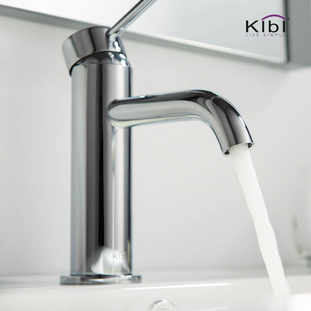 Circular Brass Single Handle Bathroom Faucet KBF1008, Chrome, with Drain