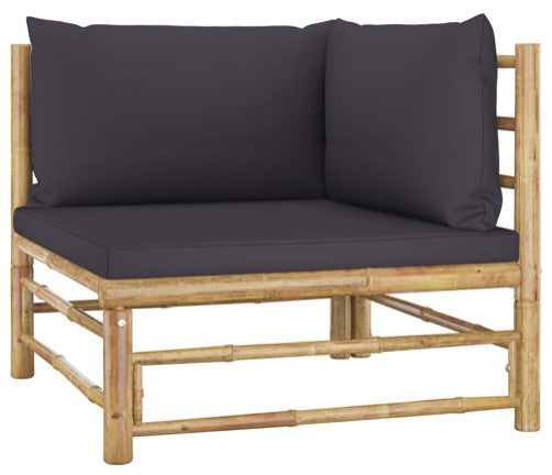 vidaXL Patio Corner Sofa Sectional Sofa with Cushions Modular Seat Bamboo