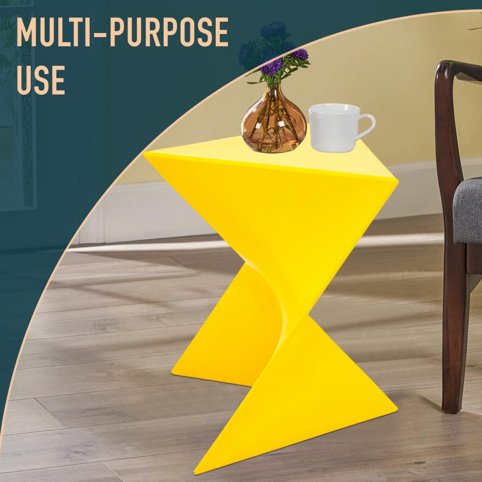 Leisuremod Randolph Modern Triangle Accent Side End Table, Yellow, Singles