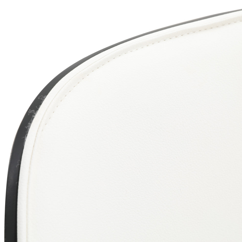 LeisureMod Tule Dining Side Chair With Upholstered Seat and Steel Frame, Black/White