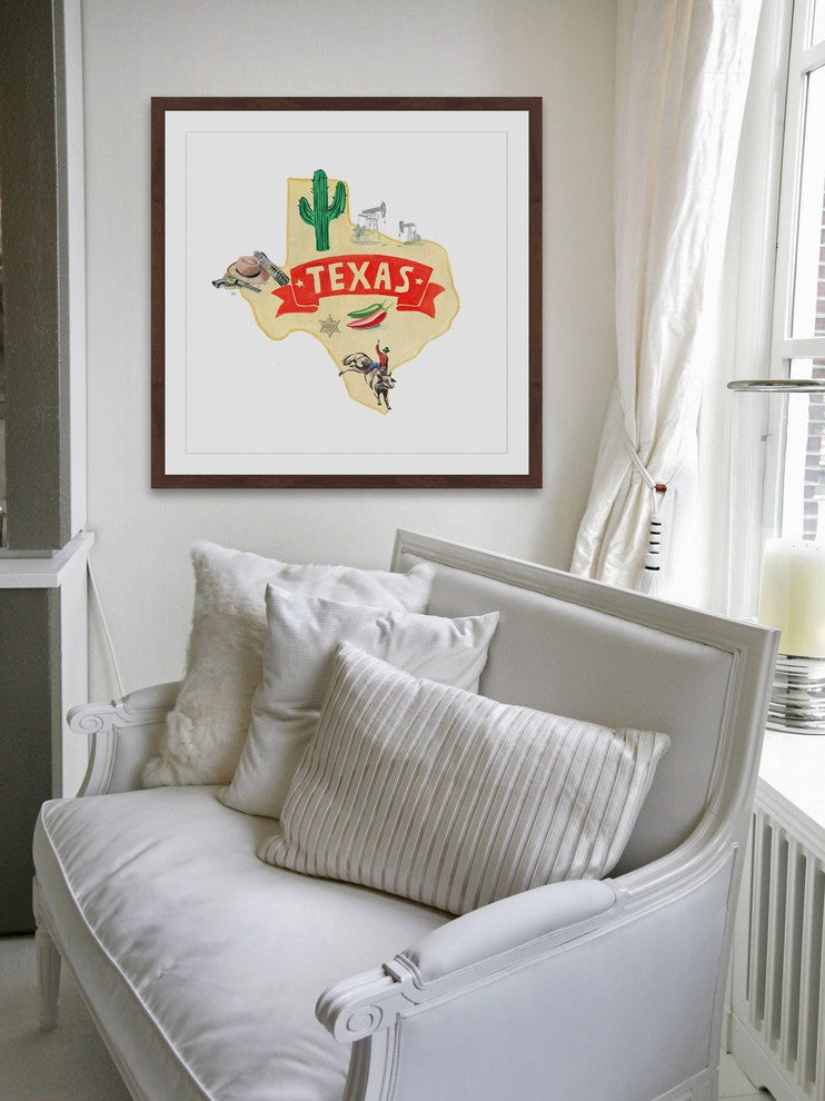 "Bold Red Texas" Framed Painting Print, 18x18