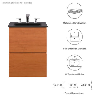 Scenic 18" Wall-Mount Bathroom Vanity, Cherry Black