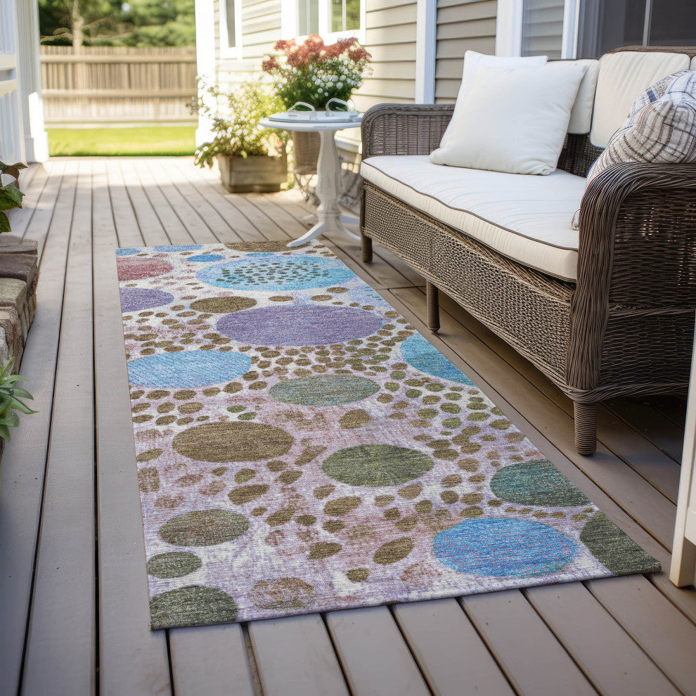 Machine Washable Indoor/Outdoor Chantille ACN1895 Khaki 2'3" x 7'6" Runner Rug