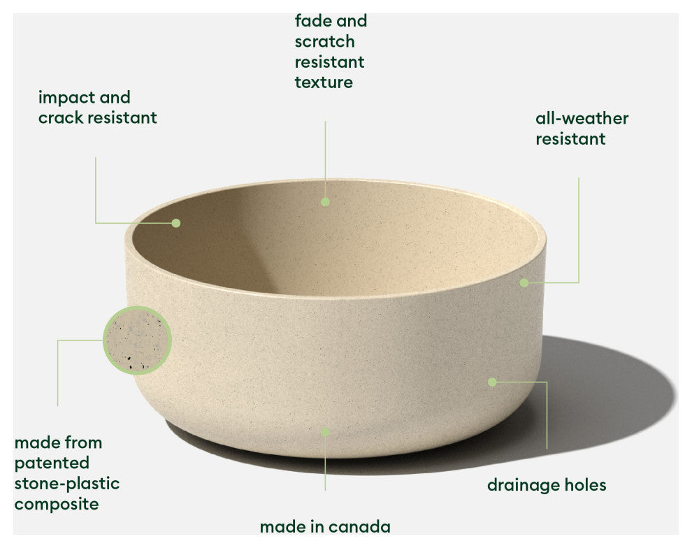 Pure Series Kona Bowl 14" Planter, Sand, 1 Pack