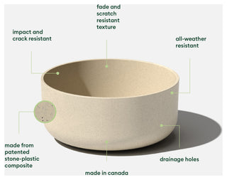 Pure Series Kona Bowl 14" Planter, Sand, 1 Pack