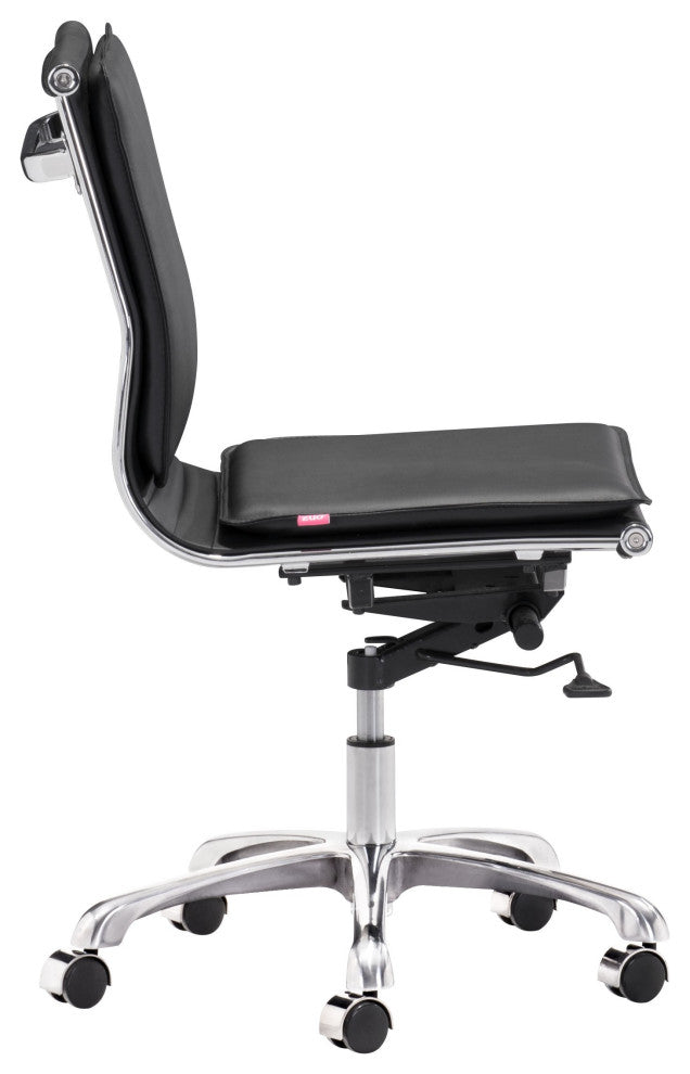 Black Faux Leather Armless Executive Rolling Office Chair