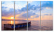 "Small Fishermen Boat At Sunset" Modern Seashore Canvas Art, 4 Panels, 48"x28"