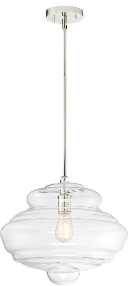 Nuvo Storrier 1-Light Incandescent Polished Nickel Clear Pendants