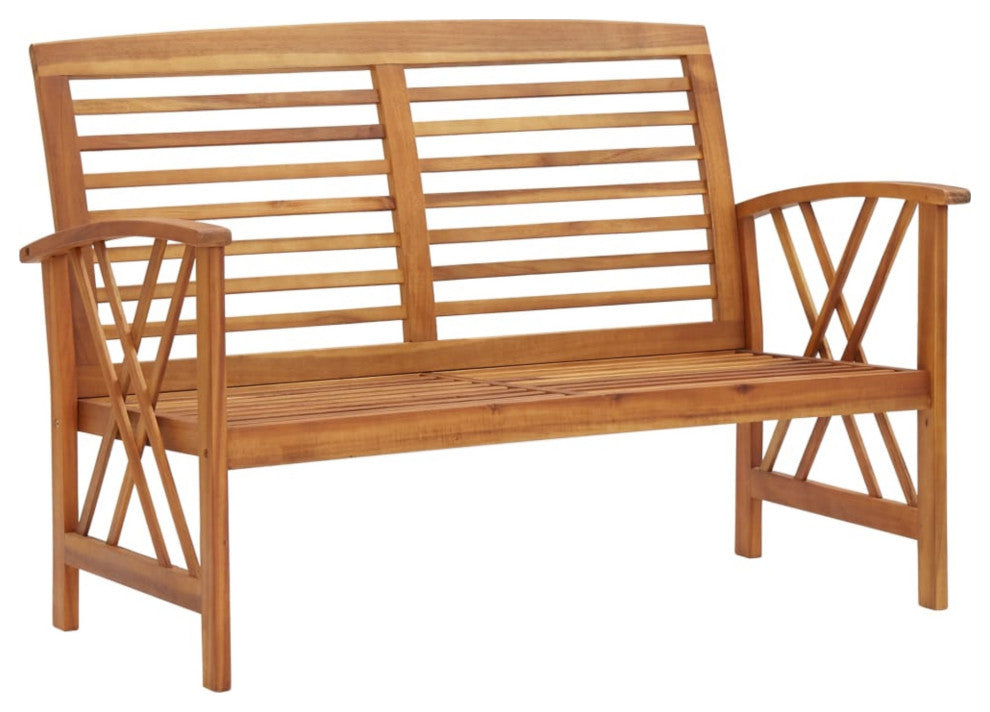 vidaXL Outdoor Patio Bench Wooden Garden Bench with Armrests Solid Wood Acacia