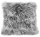 20" Grey Genuine Tibetan Lamb Fur Pillow With Microsuede Backing