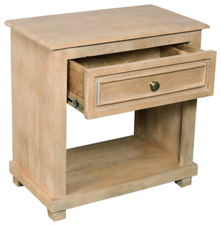 Jenna 1-Drawer Solid Wood Nightstand With Seadrift Beige Finish
